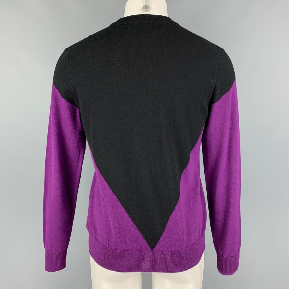 SS17 Size M Black Purple Graphic Wool Crew-Neck Pullover - Picture 3 of 7